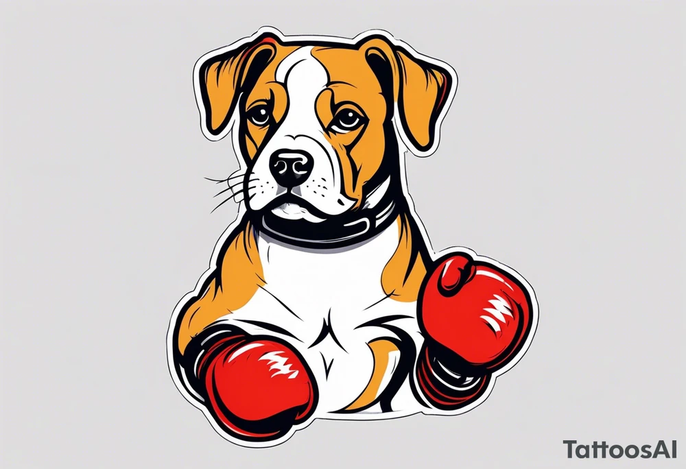 Dog wearing boxing gloves tattoo idea