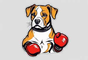 Dog wearing boxing gloves tattoo idea