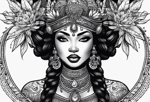 Black Goddess of sativa tattoo idea