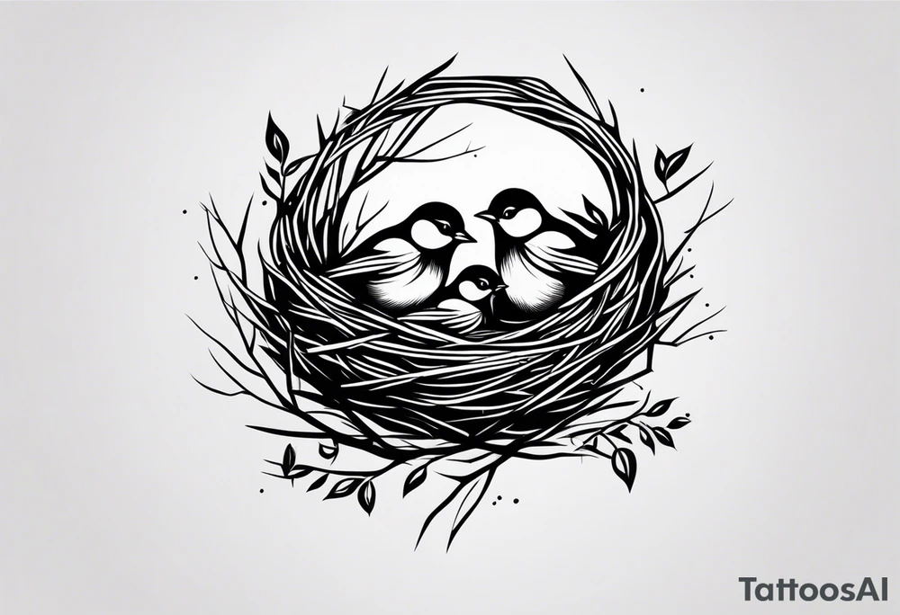 BIRD NEST WITH BIRDS tattoo idea