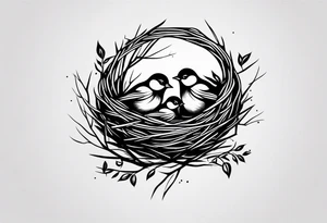 BIRD NEST WITH BIRDS tattoo idea