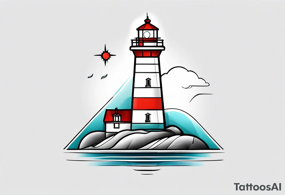 lighthouse geometric colored tattoo idea