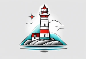 lighthouse geometric colored tattoo idea