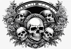 skulls with roller coaster track tattoo idea