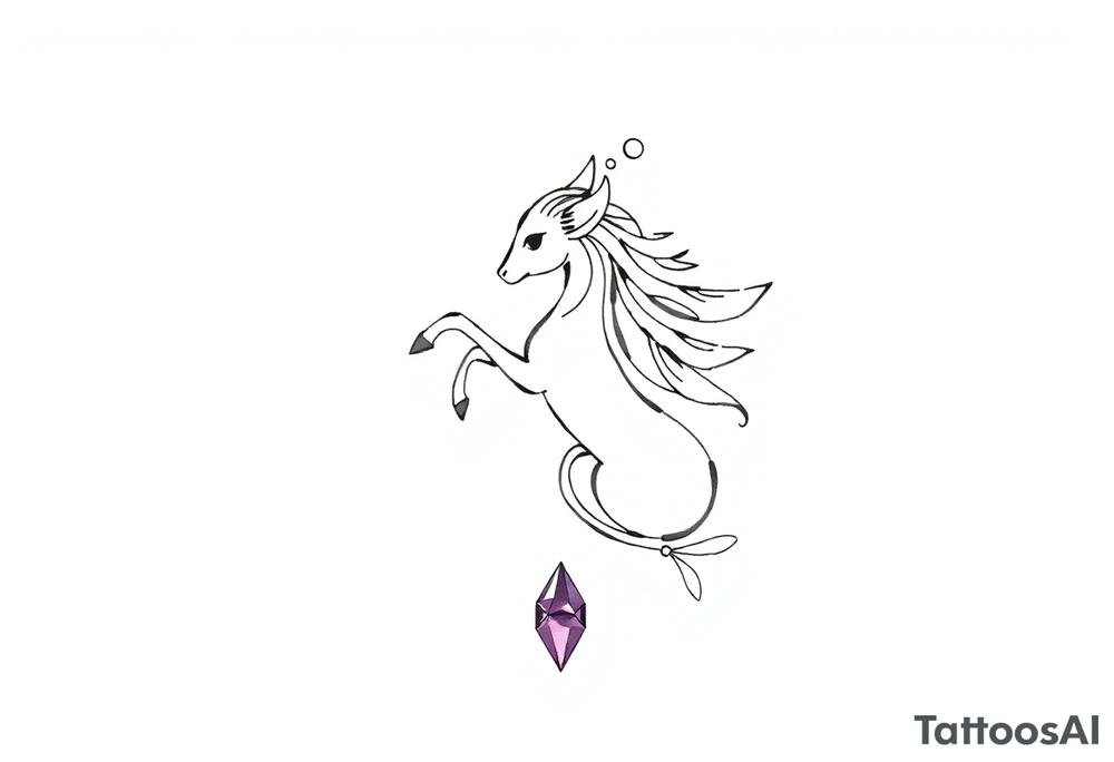 Zodiac sign Aquarius amethyst birthstone mother of 3 girls loves animals tattoo idea