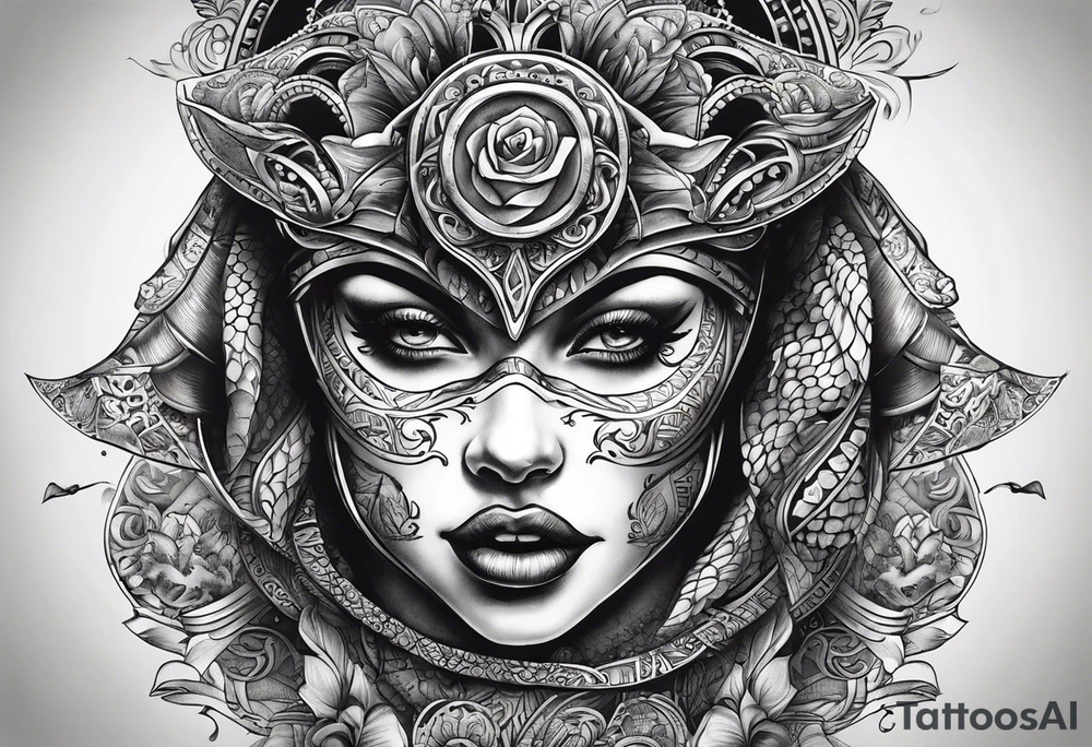 una maschera che piange e una che ride con una scritta simile now very later tattoo idea