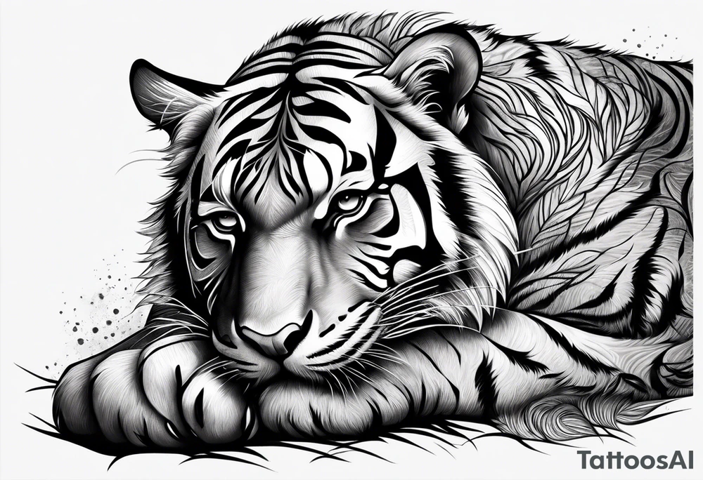 tiger sleeping tattoo idea