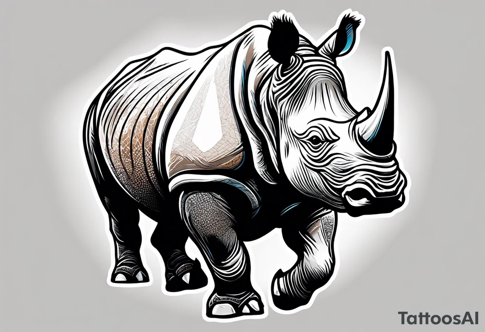Rhino carrying a football like a running back tattoo idea
