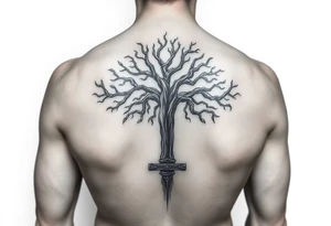 Combine the Yggdrasil tattoo with a mjolnir tattoo. tattoo idea
