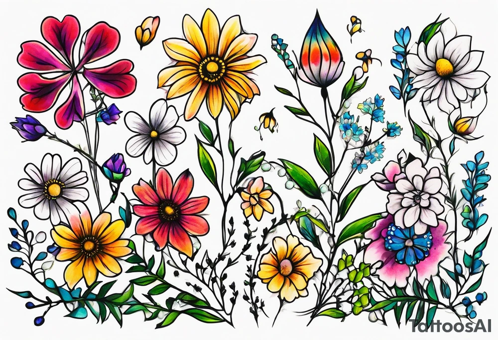 small wildflowers tattoo idea