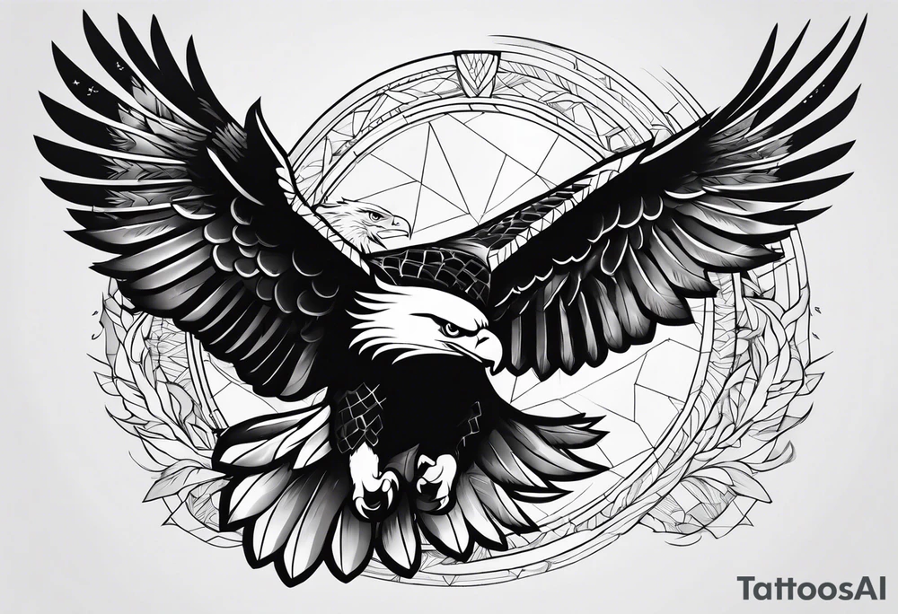 eagle in flight holding a faces tattoo idea
