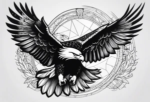 eagle in flight holding a faces tattoo idea