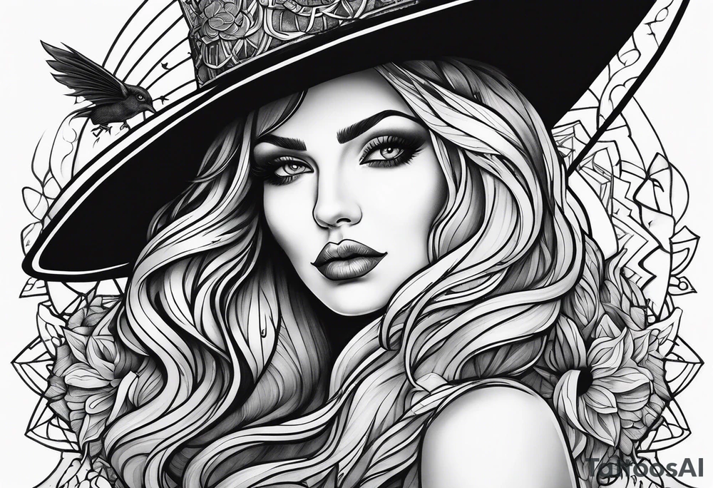 Beautiful witch tattoo idea