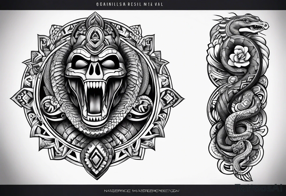 aztec snake sleeve tattoo idea