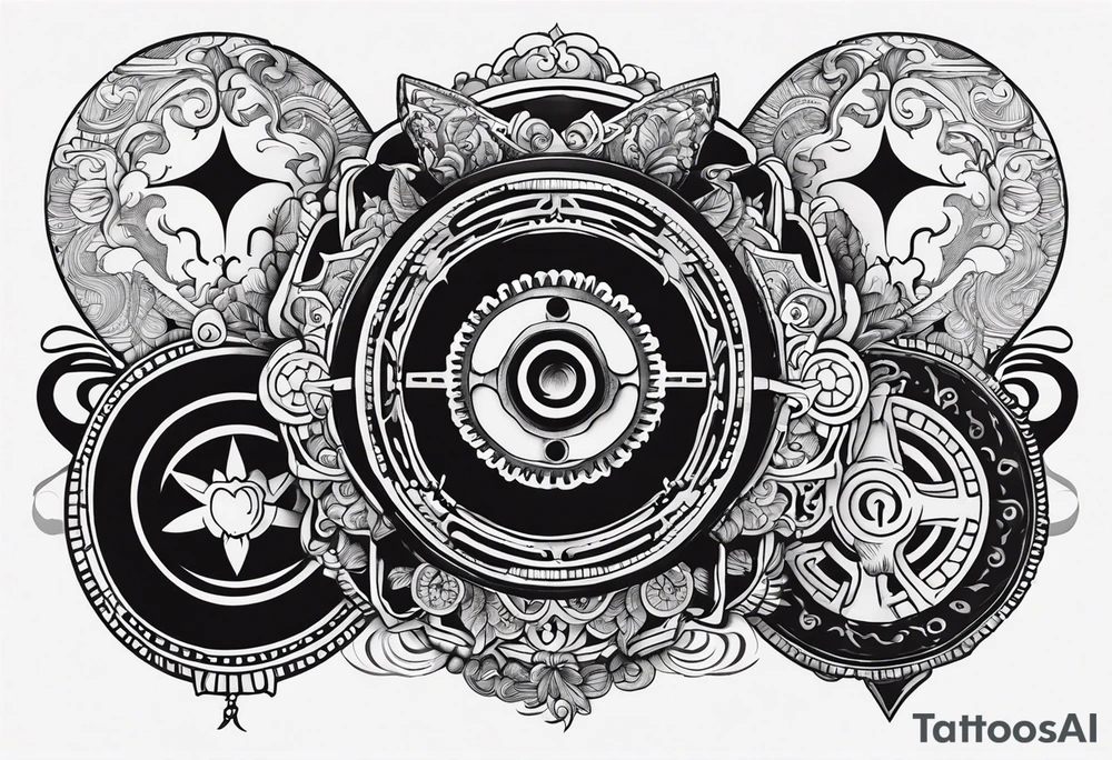 Gear shifting knob and money and fire tattoo idea