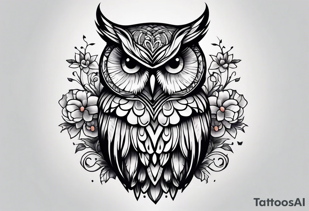 Owl and butterfly tattoo idea