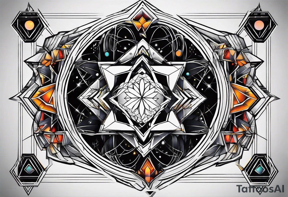 Secret geometry in the space galaxy tattoo idea