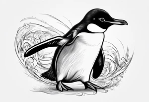 Fat penguin doing a kickflip tattoo idea