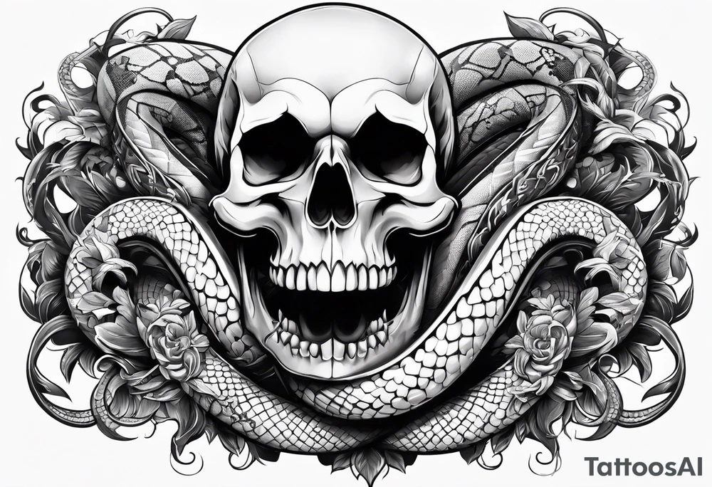 skull with snake tattoo idea