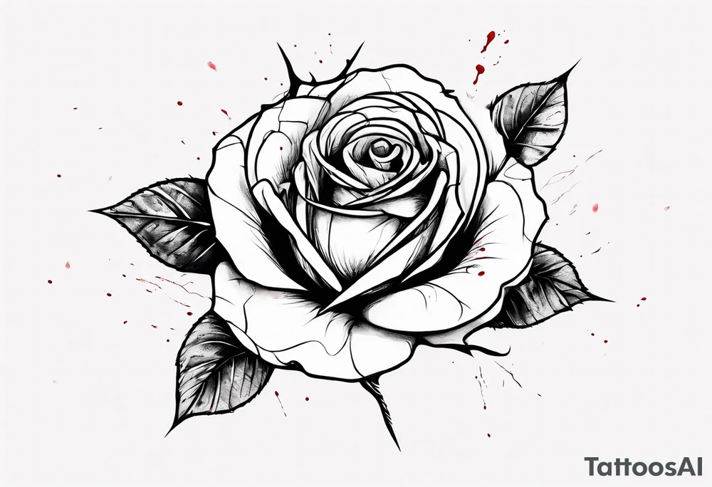 a one-line rose, add some splattered red blood and thorns, tall tattoo idea