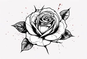 a one-line rose, add some splattered red blood and thorns, tall tattoo idea
