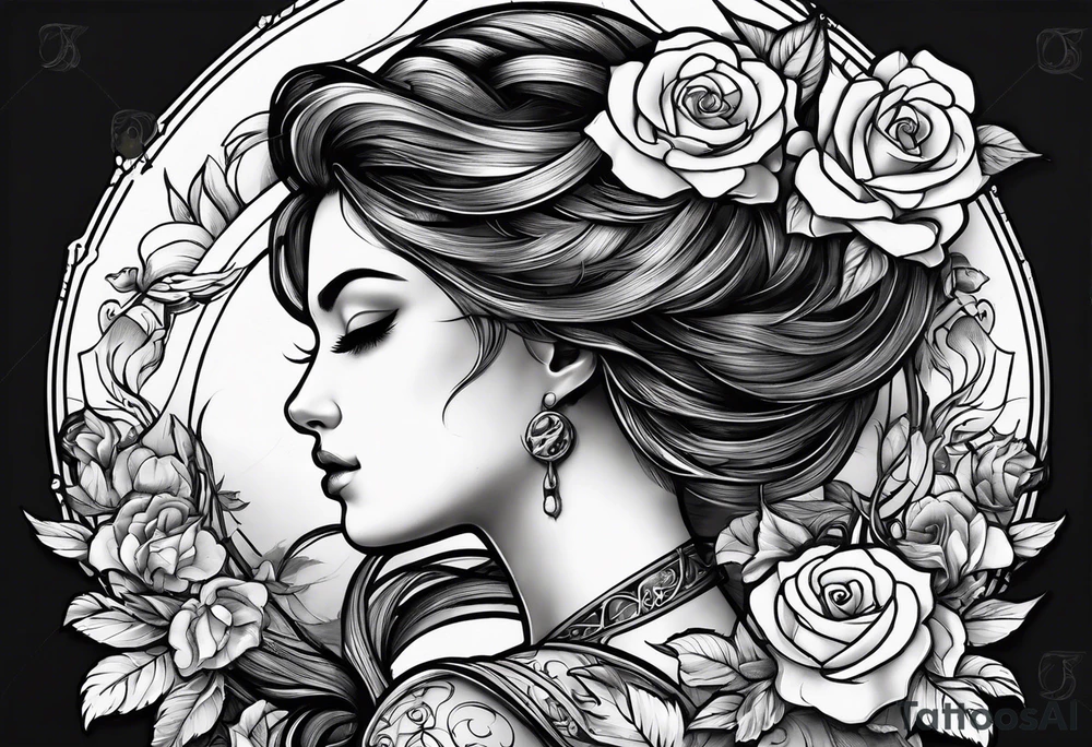 sagittarius, love and happiness and with roses tattoo idea
