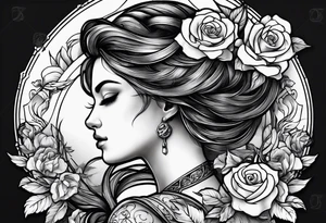 sagittarius, love and happiness and with roses tattoo idea