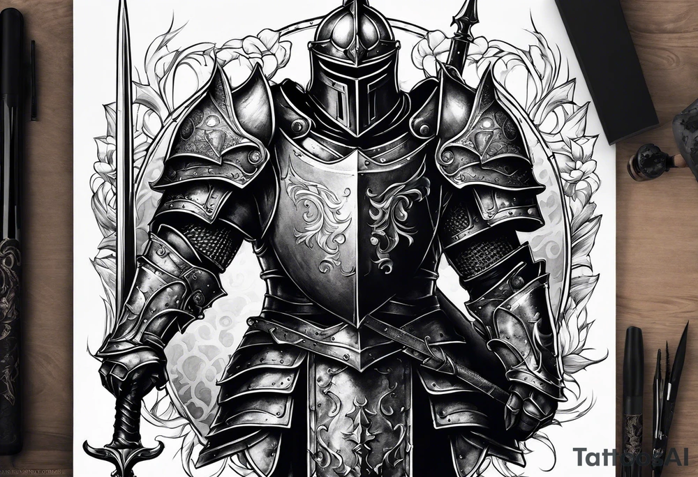 knight in heavy armor tattoo idea