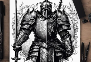 knight in heavy armor tattoo idea