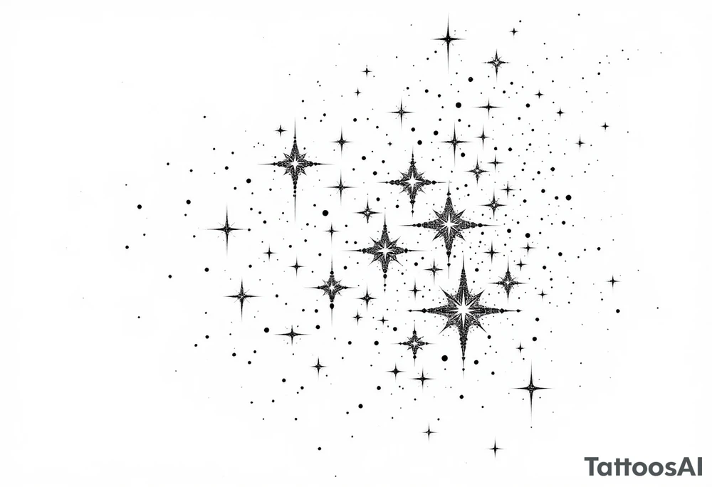 Small stars and tears background tattoo idea