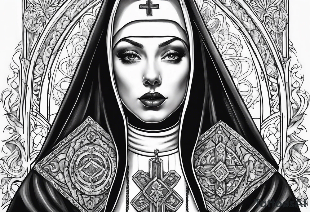 Nun blowjob tattoo idea