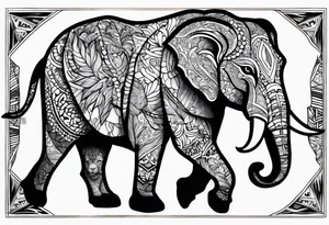 Tatoage sleef met Jungel, olifant, tijger, beer, leeuw, cameleon tattoo idea