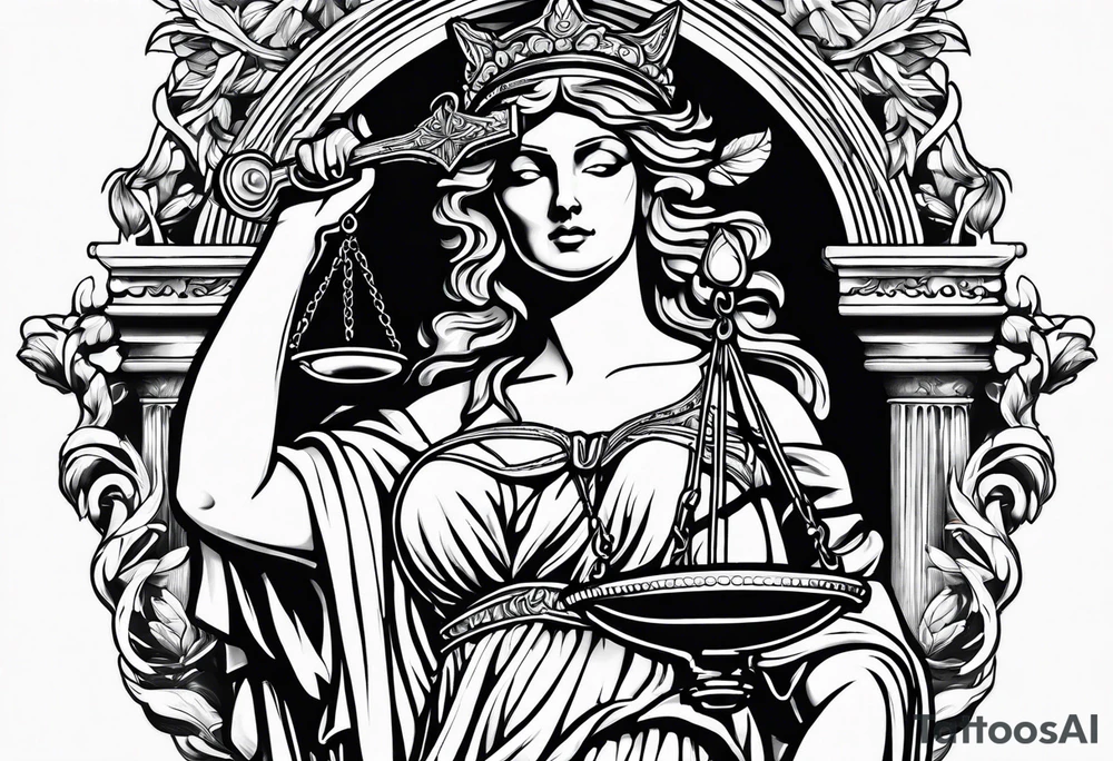 renaissance feel lady justice tattoo idea