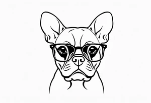 silhouette of french bull dog with glasses tattoo idea