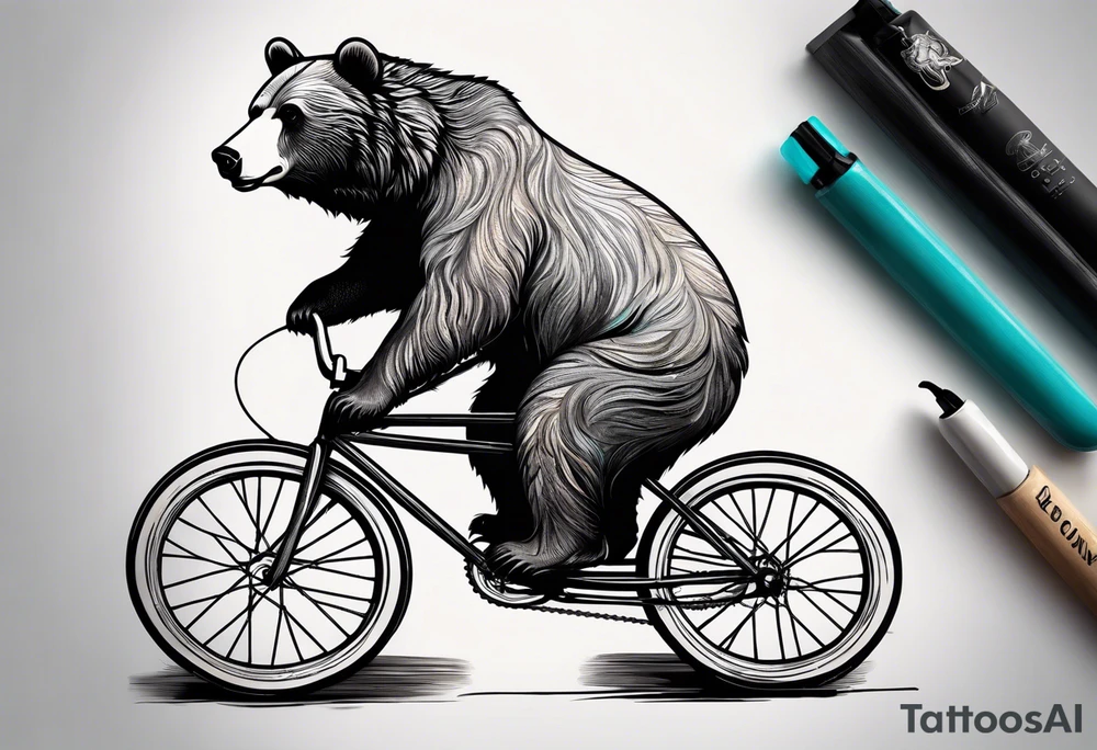 bear riding a bicycle tattoo idea