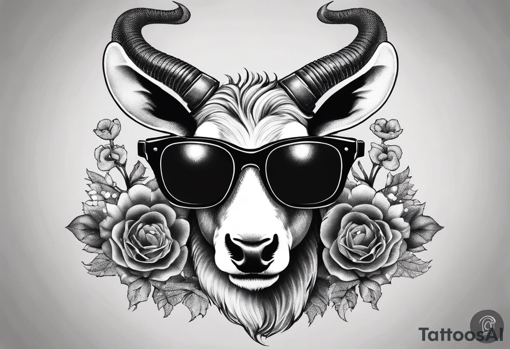 capricorn with sunglasses and shotgun tattoo idea