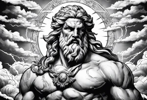 Zeus with lightning in the clouds tattoo idea