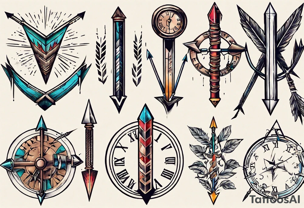 arrow and roman numerals tattoo idea