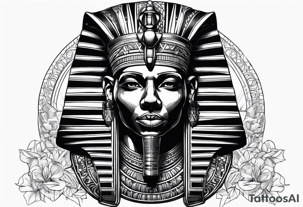 Black pharaoh skull tattoo idea