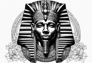 Black pharaoh skull tattoo idea