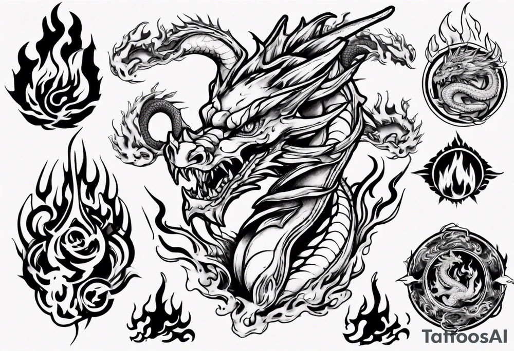 Dragon Surrounded in Fire tattoo idea