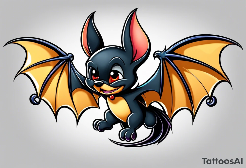 cartoon bat in style of disney tattoo idea