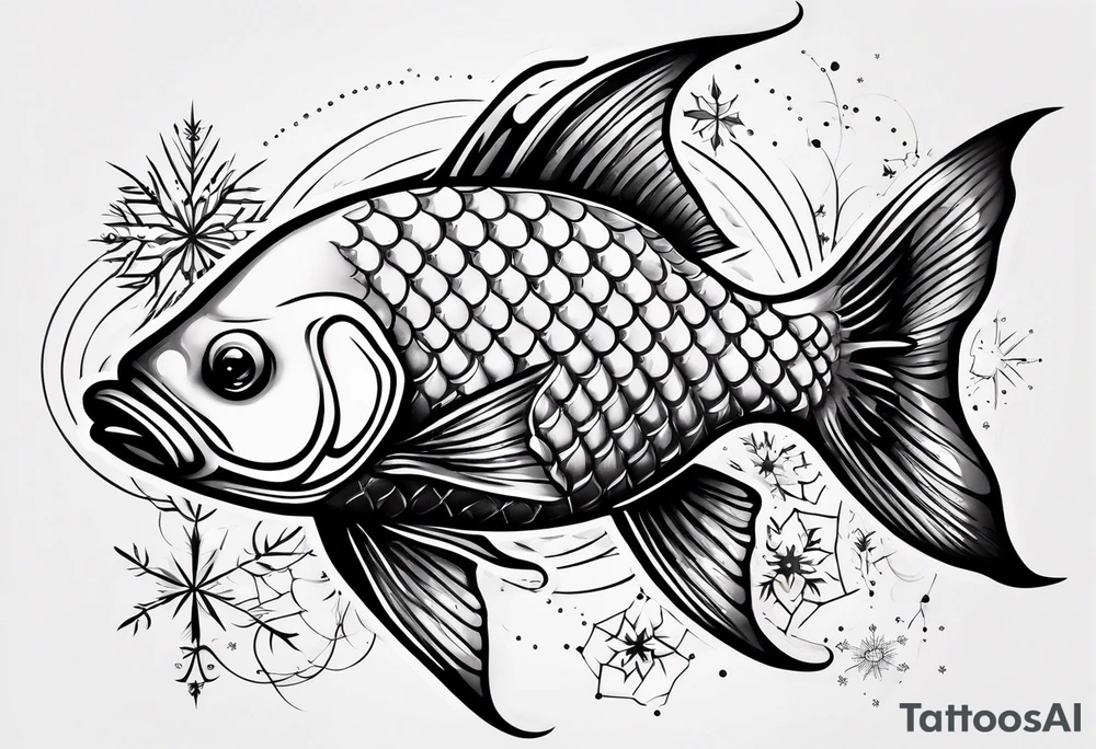 Constellation, animal fish carp kaoi, snowflake tattoo idea