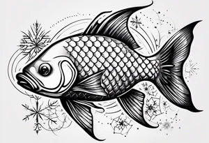 Constellation, animal fish carp kaoi, snowflake tattoo idea