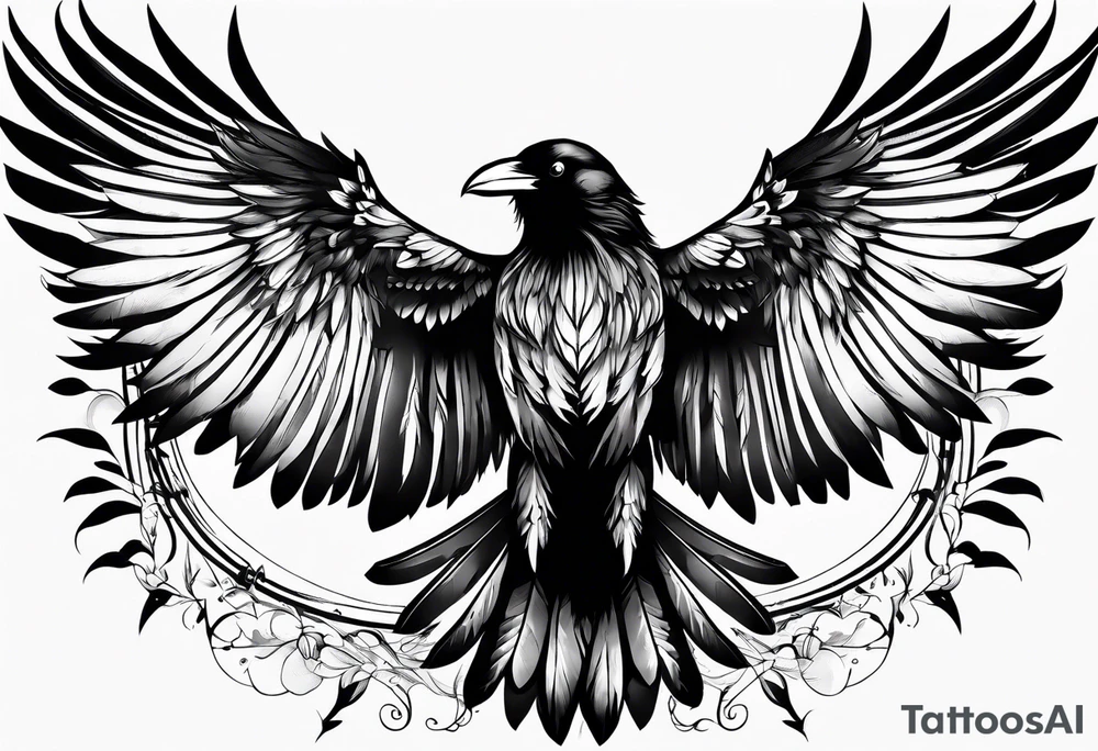 crow with open wings tattoo idea