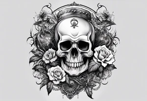 arm full sleeve skulls smokes and spiders tattoo idea