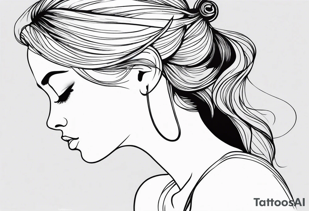 Minimal Fairy profile line tattoo idea