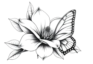 Magnolia flower, butterfly tattoo idea