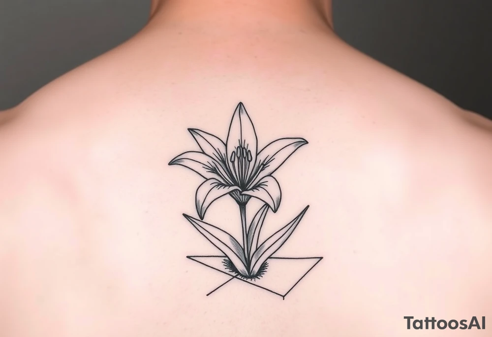 lily coming up out of the tile floor tattoo idea