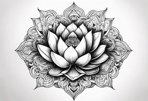 burning lotus flower with Aries zodiac sign tattoo idea